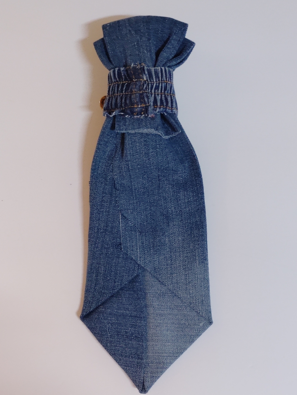 Denim Blue Women's Tie with Amber Flower Accent - Picture 2 of 3
